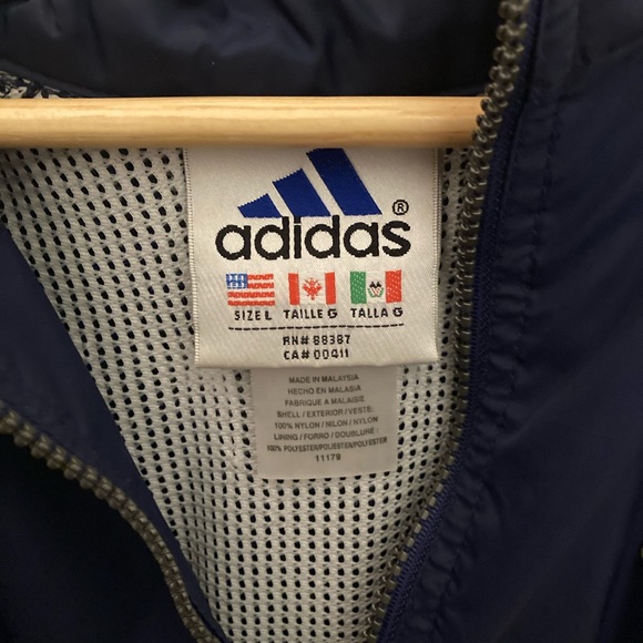 Vintage blue adidas windbreaker size large. - Picture 3 of 4